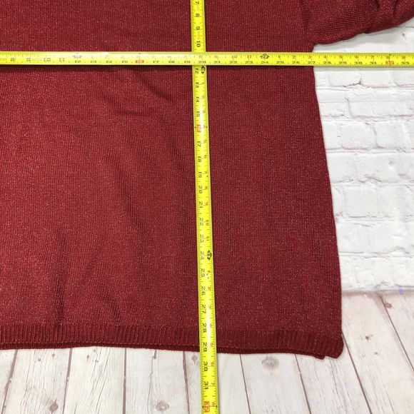 BFA Classics Women Pullover Knit Sweater Size 3X Red Round Neck Sparkle M131 -1 - Picture 3 of 12